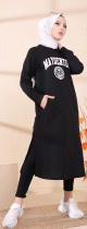 Robe - Tunique longue decontractee pour femme (Tenue hijab moderne et sport) - Couleur noir