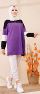 Tunique ample style moderne pour jeune femme (Haut de sport elegant et decontracte) - Couleur violet