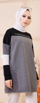 Tunique ample style decontracte et sport (Sweat Hijab moderne) - Couleur gris fonce