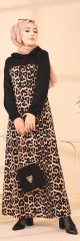 Robe avec capuche motif leopard - Couleur noir