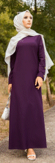 Robe decoree de boutons pour femme voilee - Vetement islamique moderne - Couleur Violet