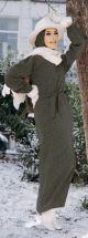 Robe tissu polaire avec ceinture (Vetement Hijab Saison Automne-Hiver) - Couleur kaki