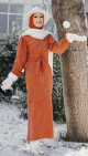 Robe tissu polaire avec ceinture (Tenue Hijab Chaud pour l'Hiver) - Couleur brique