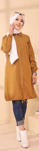 Tunique-Chemise ample boutonnee (Vetement style moderne pour femme voilee) - Couleur bronze