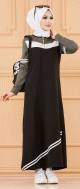 Robe sweat-shirt longue pour femme (Vetement Hijab Moderne et Grandes tailles) - Couleur noir et kaki