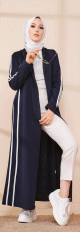 Gilet long - Veste longue sportswear (Tenue sport pour femme musulmane) - Couleur bleu marine
