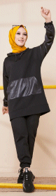 Ensemble decontracte fashion 2022 skai (Sweat capuche et pantalon) - Couleur noir