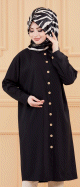 Tunique longue pour femme - Chemise boutonnee ample - Couleur noir