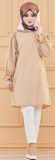 Tunique manches ballon (Tenue habillee pour femme voilee) - Couleur beige