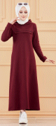 Robe-sweat long decontracte avec capuche (Tenue moderne style sport pour Hijab) - Couleur bordeaux