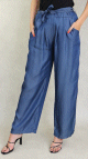 Pantalon decontracte avec ceinture - Couleur Bleu Jean fonce