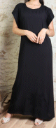 Robe orientale longue pas cher a manches courte avec broderies pour femme - Couleur noir