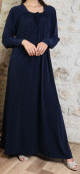 Robe maxi-longue et extra-large fluide avec lien de serrage en haut pour femme - Couleur Bleu marine