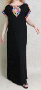 Robe d'ete et de maison avec fil multicolore pour femme - Couleur noir
