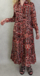 Robe chemisier longue imprime python pour femme - Couleur Rouge