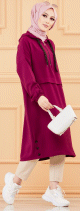 Tunique decontractee ample avec capuche (Vetement hijab pour femme) - Couleur violet