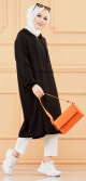 Tunique decontractee ample avec capuche (Tenue style sportwear pour femme musulmane) - Couleur noir