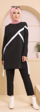 Tunique moderne pour femme - Sweat original pour hijab - Couleur noir