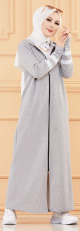 Djellaba moderne a capuche pour femme (Mode islamique) - Couleur gris