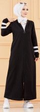 Djellaba moderne a capuche pour femme (Mode Musulmane) - Couleur noir