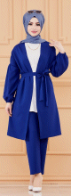 Ensemble habille pour femme : Veste et pantalon (Tenue hijab) - Couleur bleu