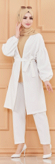 Ensemble femme : Veste et pantalon (Tenue hijab classique 2022) - Couleur blanc