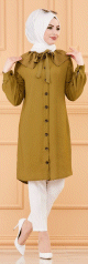Tunique chemise boutonnee habillee (Vetement pour femme voilee) - Couleur kaki
