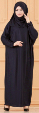 Robe de priere ample avec son foulard hijab assorti (Tenue pour femme musulmane) - Couleur bleu marine