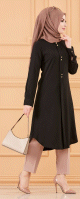 Tunique longue boutonnee (Vetement style habille pour hijab) - Couleur noir