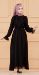 Robe de soiree pour femme (Tenue style chic pour hijab) - Couleur noir
