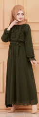Robe de soiree pour femme (Tenue style habille pour hijab) - Couleur kaki