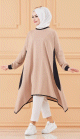 Tunique oversize (Vetement ample pour femme voilee et hijab) - Couleur Beige et noir