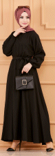 Robe longue ample et evasee en coton (Vetement pour femme voilee) - Couleur noir