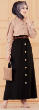 Jupe longue decoree de boutons (Vetement hijab 2022) - Couleur noir