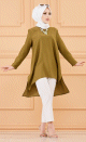 Tunique style habille ample pour femme (Grande taille disponible) - Couleur kaki fonce