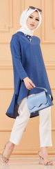 Tunique style habille ample pour femme - Couleur bleu petrole