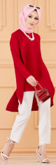 Tunique style habille ample pour femme (Vetements grandes tailles) - Couleur bordeaux