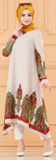 Robe -Tunique evasee a motifs grande taille (Vetement ample pour femme voilee) - Couleur roche