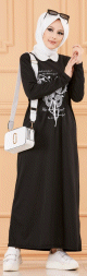 Robe decontractee imprimee pour femme (Mode Musulmane) - Couleur noir