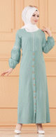 Robe longue brodee pour femme musulmane (Abaya Hijab classique) - Couleur menthe