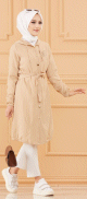 Tunique avec capuche et broderie papillon (Vetement pour femme voilee) - Couleur beige
