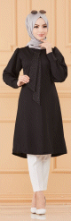 Tunique style habille pour femme (Vetement hijab chic) - Couleur noir