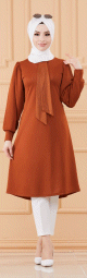 Tunique style habille pour femme (Tenue hijab classique) - Couleur brique