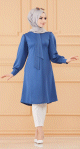 Tunique style habille pour femme (Tenue hijab classique) - Couleur bleu indigo
