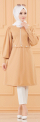Tunique casual pour femme (Boutique en ligne Vetement Hijab - Mode Musulmane) - Couleur beige
