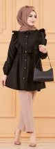 Tunique chemise habillee pour femme (Vetements Modest Fashion) - Couleur noir