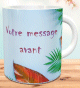 Mug cadeau original - Tasse avec deux messages personnalises avec fond bleu clair