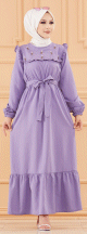 Robe brodee (Vetement classique femme voilee) - Couleur lilas