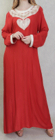 Robe longue style oriental avec borderie originale sous forme de coeur pour femme - Couleur Brique