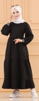 Robe casual longue ample et evasee (Vetement hijab moderne) - Couleur noir